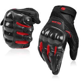 BORLENI Motorcycle Gloves Breathable Motorcycle Gloves Leather Full Finger Knuckle Protection Pad Touchscreen