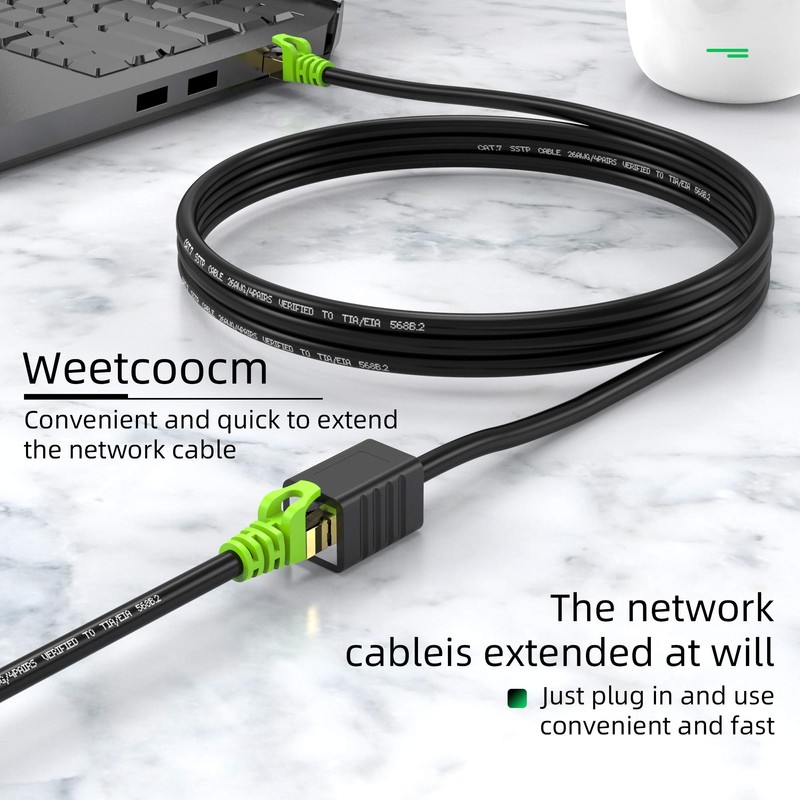 Weetcoocm Ethernet Extension Cable 1.5ft, Network Cat6a Extension Patch Cable