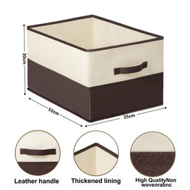 AURMOO 58L Storage Box, Storage Boxes, Storage Boxes, Storage Basket, Organiser Boxes, Foldable, Non-Woven Fabric (55 x 35 x 30 cm, Brown-Beige, 1 Piece)