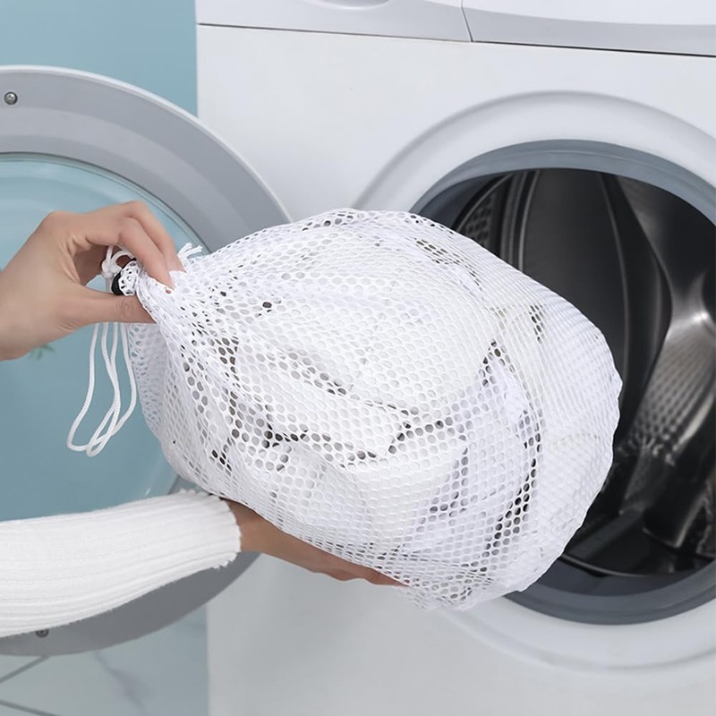 GZSYWZ 2 Pcs Mesh Laundry Bag with Drawstring Linen Portable