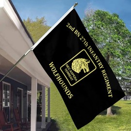 Cayyon 2nd BN 27th Infantry Regiment Flag Wolfhounds US Army Military Flag Banner 3x5Feet Outdoor Indoor Decoration Flag Double Stitched Polyester with Brass Grommets