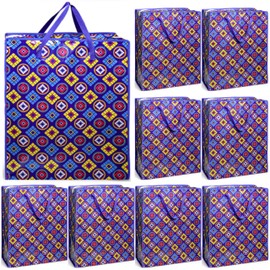 ZAVOOS 9 Pieces Extra Large Moving Bags, 90 L Heavy Duty Storage Tote with Zipper Carrying Handle, Plastic Laundry Clothes Packing Bags for Space Saving, Traveling, College Supplies