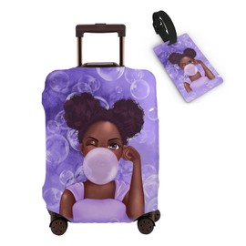 ZgaidIta Black Girl Bubble Luggage Coves for Suitcase, Travel Luggage Cover Protector for Suitcase M(23-26 inch luggage)