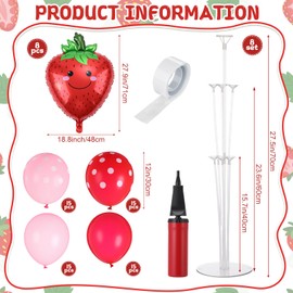 VioraWhite 8 Sets Strawberry Party Table Centerpieces Balloons Decorations