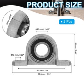 PATIKIL Pillow Block Bearing 13/16" / 20mm Bore, 2 Pcs Vertical Zinc Alloy Steel Mounted Flange Pillow Block Self Alignment Insert Bearings Bore Ball Housing for Machinery Agriculture