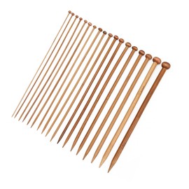 18 Pcs Knitting Needles, Bamboo Knitting Needles, 5 Sized Knitting Needles Durable Knitting Needles Set with Storage Bag Wooden Knitting Needles and Knitting for Hand Weaving