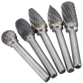Gasea 5pcs 10mm Double Cut Head Rotary Point Burrs Die Grinder Bit Tungsten Carbide Rotary Point Burr Set with 6mm Shank for Woodworking and Carving