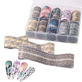 10 Sheets Nail Foil Transfer Snake Print Nail Stickers Nail Design Stickers Starry Sky Papers Nail Art Foil Nail Decals for Nails Salon Decoration