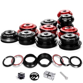 BUCKLOS Bike Headset 34/44/44-50.6/44-55/44-56/41.8-52mm, Mountain Bike Road Bicycle 1-1/8 Threadless Double Sealed Bearings MTB Headsets, for Straight Tapered Tube Frame Fork Expander Plug Star Nut