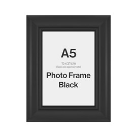 Traditional Black A5 Photo Frame for A5 (15 x 21cm) Photos or Pictures, Plexi Glass, Freestanding or Wall Mounted Landscape or Portrait