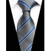 Mens Repp Soft Grey Blue Silk Ties Fine Stripe Self