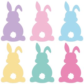 6 Pcs Easter Bunny Placemats Set Bunny Happy Easter Plastic Table Mats Rabbit Kitchen Mats Washable Seasonal Table Decoration for Indoor Outdoor Spring Holiday Party Decor Home Kitchen Dining Supplies