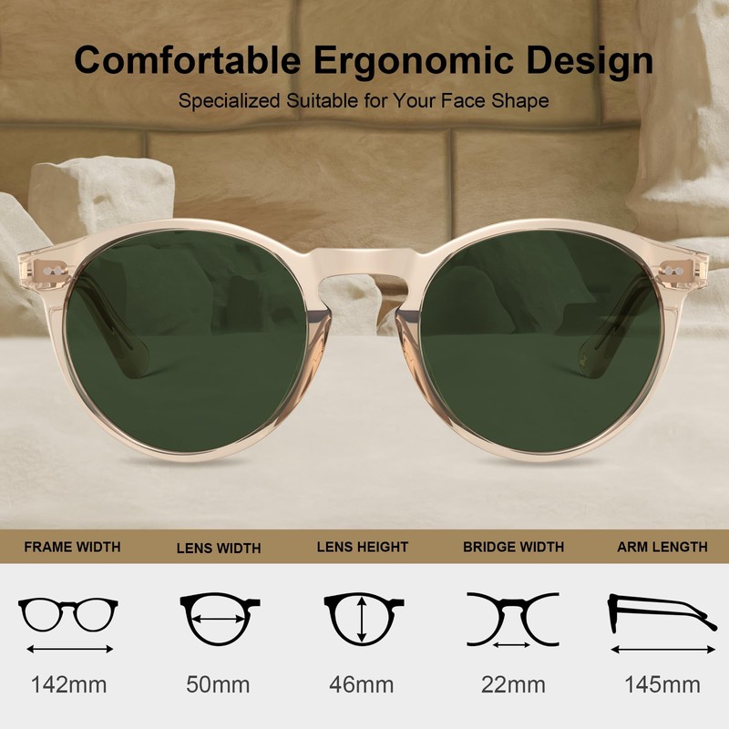 CARFIA Acetate Mens Sunglasses Polarized UV Protection Safety Glasses for