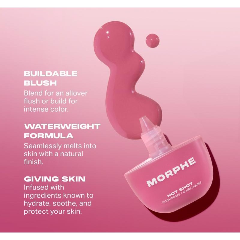 Morphe Hot Shot Blush Drops, Buildable Blush, Semi-Sheer Blush Drops