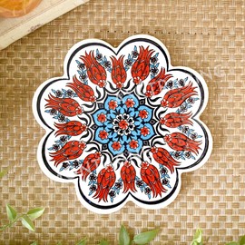 Turkish Pottery Trivet, Trivet, Bottle, 7.3 inches (185 mm), Pottery, Turkey, Iznic Pot, Teapot, Ethnic, Eastern Europe, Asian, Accessory Storage, Stylish, Cute, Gift (Trivet 05)