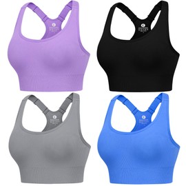 Evercute Adjustable Sports Bras for Women 3/4 Pack Racerback High Support Bras Padded Workout Bras Seamless Yoga Athletic Bra