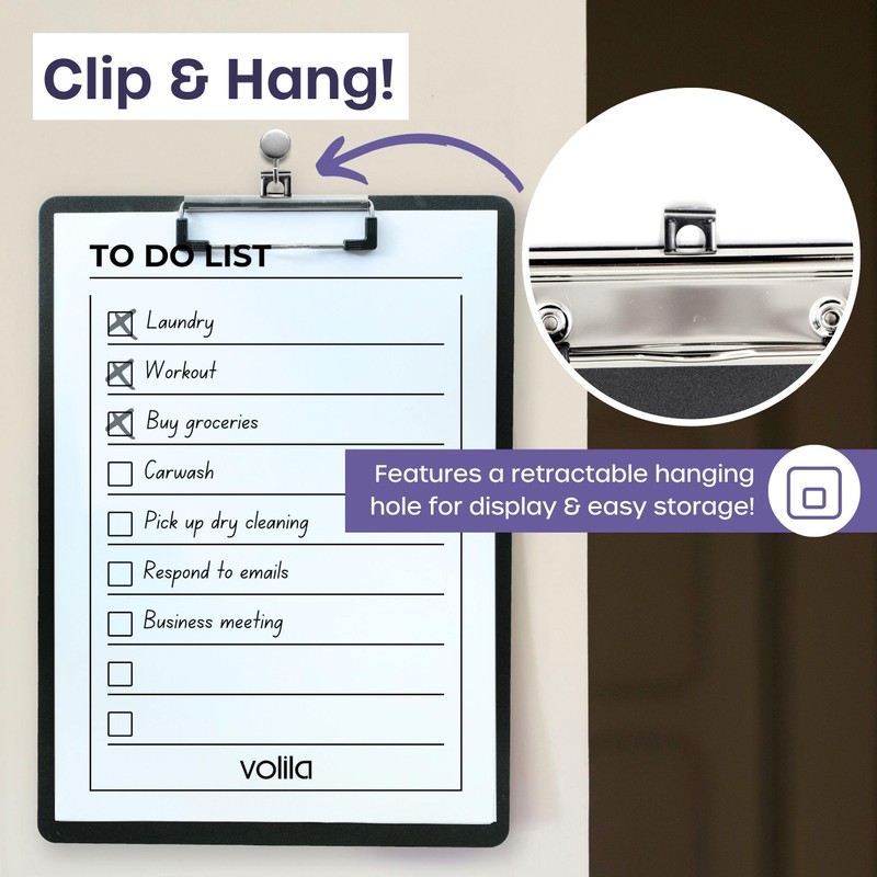 volila Clipboard A4-6 Pack Black Portable Clipboards to Organize and