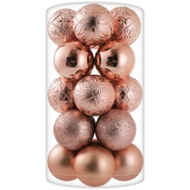 20ct Rose Gold Christmas Ball Ornaments Shatterproof Plastic Christmas Tree Decorations for Xmas Party Home Office Holiday Decor -Large Size (3.15", 80mm)