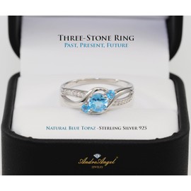 Engagement Ring Wedding White Gold Plated 18K Sterling Silver 925 Cubic Zirconia Blue AAAAA+ Alternative to Diamonds 0.5 Carat Anniversary Valentines Promise Marriage Bridal Design Aqua Size 8