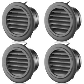 Paquete de 4 rejillas de ventilación para ventilador de escape de 4 pulgadas con visualización de malla integrada, cubierta redonda negra de ventilación de escape de soffit, cubierta de rejilla de