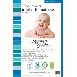 Moonlight Slumber Little Dreamer Mini Crib Mattress - Firm, Dual Sided, Mini Size, Waterproof, 5in.
