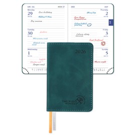 POPRUN Pocket Weekly Planner 2026 (Super Mini Size, 3" x 4.5") 12 Months Compact Calendar for Wallet, Two Pages a Week with Monthly Overview, Soft Cover, Two Bookmark Ribbons, TJ