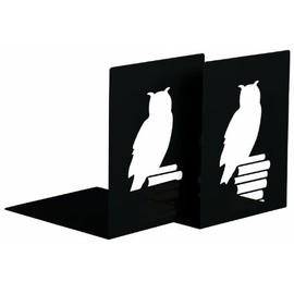 Moses Verlag libri_x 81644 Bookends Set of 2 Owl Metal Black