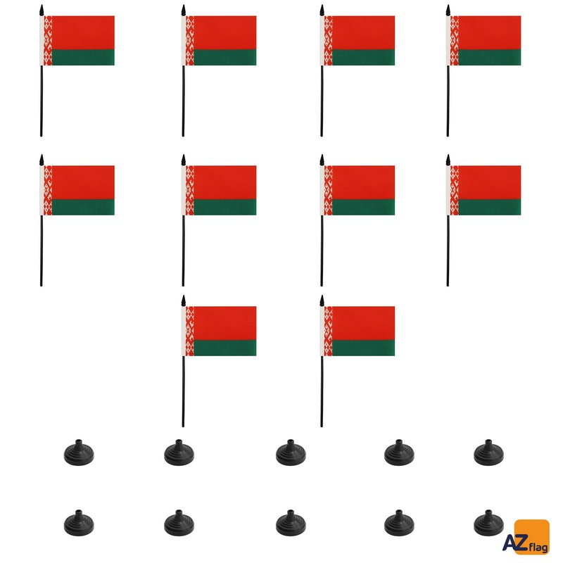 AZ FLAG - Set of 10 Belarus Table Flag 4''