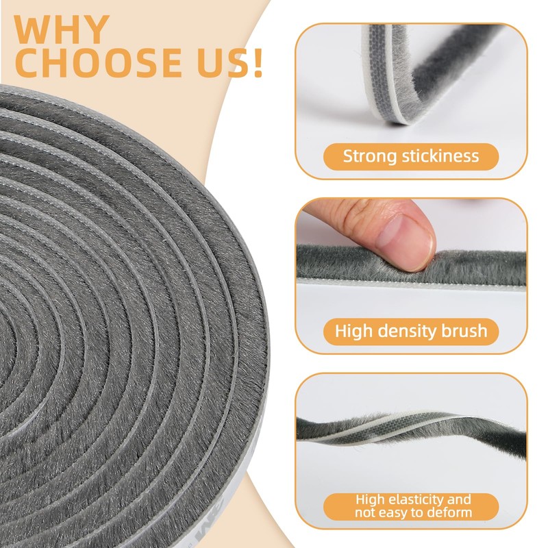 FLYZZZ 50ft Weather Stripping Door Seal for Sliding Windows and