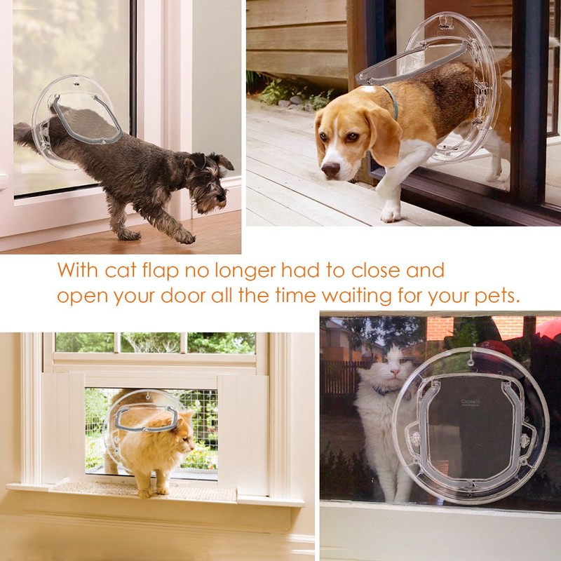 Madezz Cat Flap Door, 4 Way Locking Cat Doors, Small
