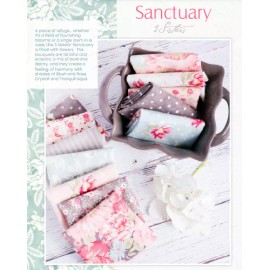 Moda SANCTUARY 44251 11 White Pink Floral Blue Polka Dots 3 SISTERS Quilt Fabric - By the Half-Yard