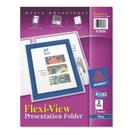 Avery Flexi-View Two Pocket Folders, Holds up to 50 Sheets, 2 Navy Blue Folders (47846)