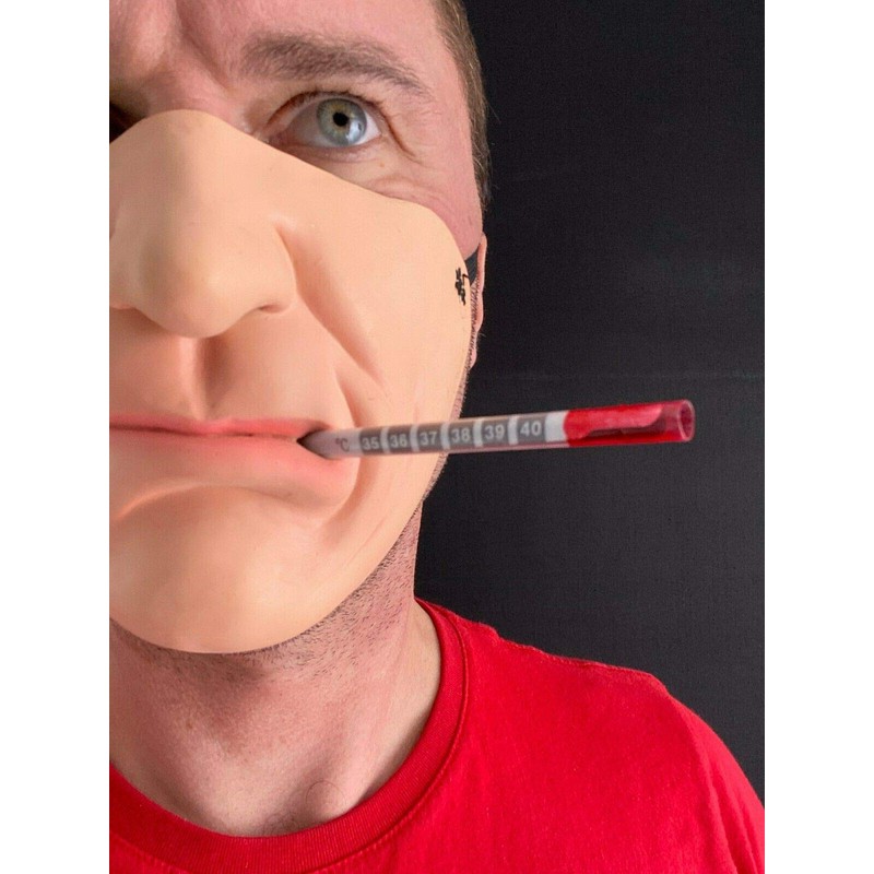 Rubber Johnnies Johnniesfx, THERMOMETER HALF Face MASK, SICK, ILL, HOSPITAL,