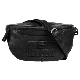Spikes & Sparrow Waist Bag Real Leather Men Women Waist Bag with Key Finder Premium Crossbody Festival Bag with Multifunction 021812, black, Unit size