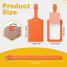 Weewooday 8 Pcs PU Leather Luggage Tags for Suitcases PU Leather Name ID Labels Privacy Luggage Tags for Travel Tags Bag Case(Orange)