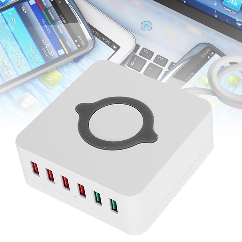Intelligent Wireless Charging USB Station 6 Ports QC3.0 Fast Charge