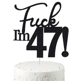 47 decoraciones para tartas, 47 decoraciones para tartas de cumpleaños, purpurina negra, divertida decoración para tartas 47 para hombres, 47 decoraciones para tartas para mujeres, decoraciones de 47 cumpleaños, 47 cumpleaños