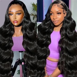 oisiyu 13x6 Body Wave Lace Front Wigs Human Hair Pre Plucked 180% Density HD Transparent Lace Frontal Wigs Human Hair for Women Glueless Wigs Human Hair with Baby Hair 18 Inch Super Soft