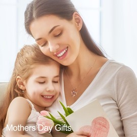 Zifeel Mothers Day Gifts for Mom Wife Her Grandma, S925 Sterling Silver Birthstone Necklaces Jewelry for Women, Mother's Day Love Heart Pendant Necklace for Anniversary Birthday Christmas Day