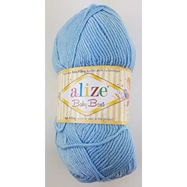 Alize 5 x 100 g Baby Best Plain Knitting Yarn, Anti-Pilling Turkish Wool (40)