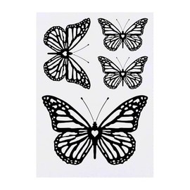 4 x 'Butterfly Heart Silhouette' Temporary Tattoos - Water Resistant, Skin-Safe, Non-Toxic Transfers, Mixed Sizes (TO00075792)