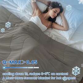PHF Soft Cooling Blanket Queen Size for Hot Sleepers and Night Sweats, Summer Cozy Breathable Blanket, Q-MAX>0.45 Absorb Body Heat & Dual-Sided Cool Design, Ideal Gift, Charcoal, 90"x90"