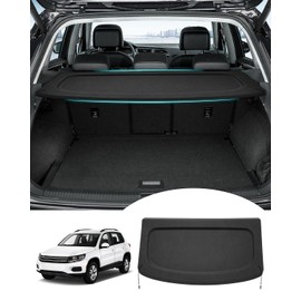 Powerty Cargo Cover for 2009-2015 2016 2017 Volkswagen VW Tiguan Accessories Trunk Cover Retractable Trunk Shielding Shade Cargo Luggage Cover Black