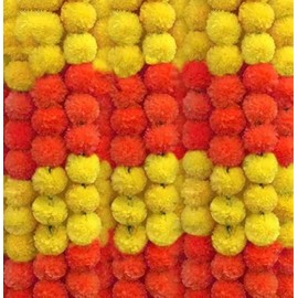 DIYANA IMPEX Marigold Garland for Decoration 4.8 feet Long Strands Artificial Marigold Flowers, Indian Décor for Pooja, Wedding Christmas, Events (Multi 1, 5)