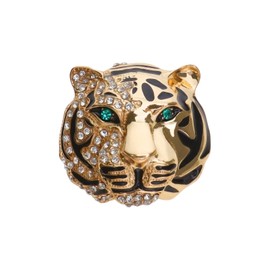 EMSea Rhinestone Tiger Head Brooch Pins Lapel Pin Coat Badge Alloy for Vintage Men's for Scarves Collar Accessories for Men 33x36mm,Gold