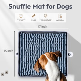 FunFurry Snuffle Mat for Dogs, Dog Puzzle Mat, Interactive Dog Toys for Enrichment,Sniff Mats with Non-Slip Backing,Suitable for Breeds and Sizes of Dogs (Silver, 17" X 15")