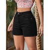 EMMIOL Women Jean Shorts High-Mid Waisted Stretchy Basic Wash Solid