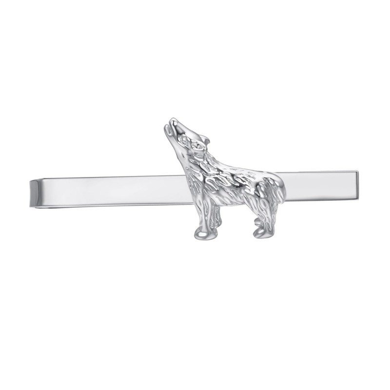 Asienice Wolf Tie Clip, Silver Tie Clip for Gentlemen Wedding,
