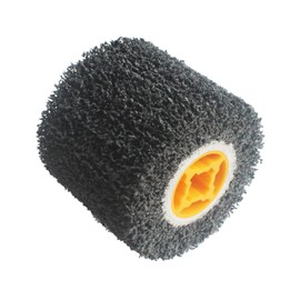 JUNLIXN 4.5" x 4" Abrasive Drawing Wheel Drum, 3/4" Quad Keyway Surface Conditioning Tool Burnishing Wheel Sanding Drum for Hand held Polishing Machine