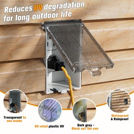 Recessed Outlet Box, DBVS1C-1 Low Profile Electrical Outlet Boxes, Wall Plate Kit for New Vinyl Siding, Enclosed Weatherproof Pack with Duplex & Decorator Style Covers, 1-Gang, Vertical, Clear